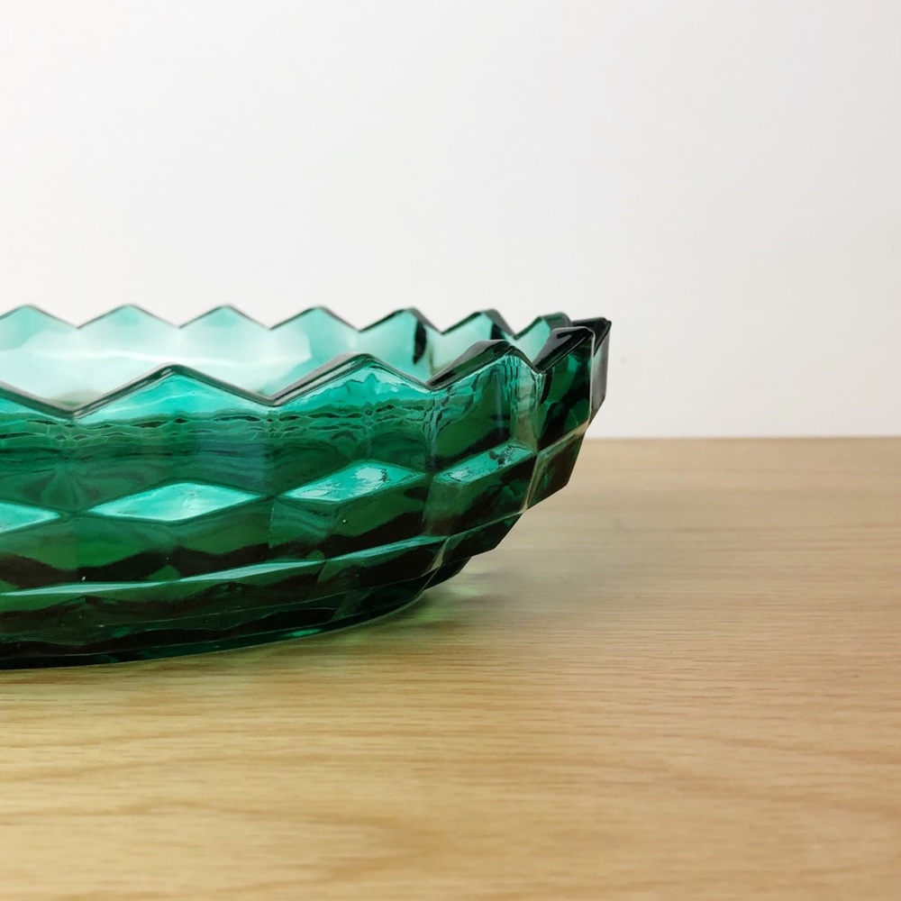 Vintage Emerald Green Crystal Bowl
